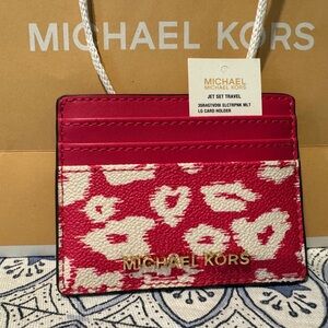 Michael Kors Electric Pink Jet Set Card Holder